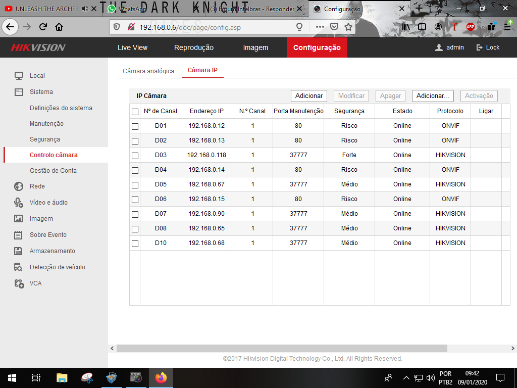 CONTROLE DE CÂMERA IP