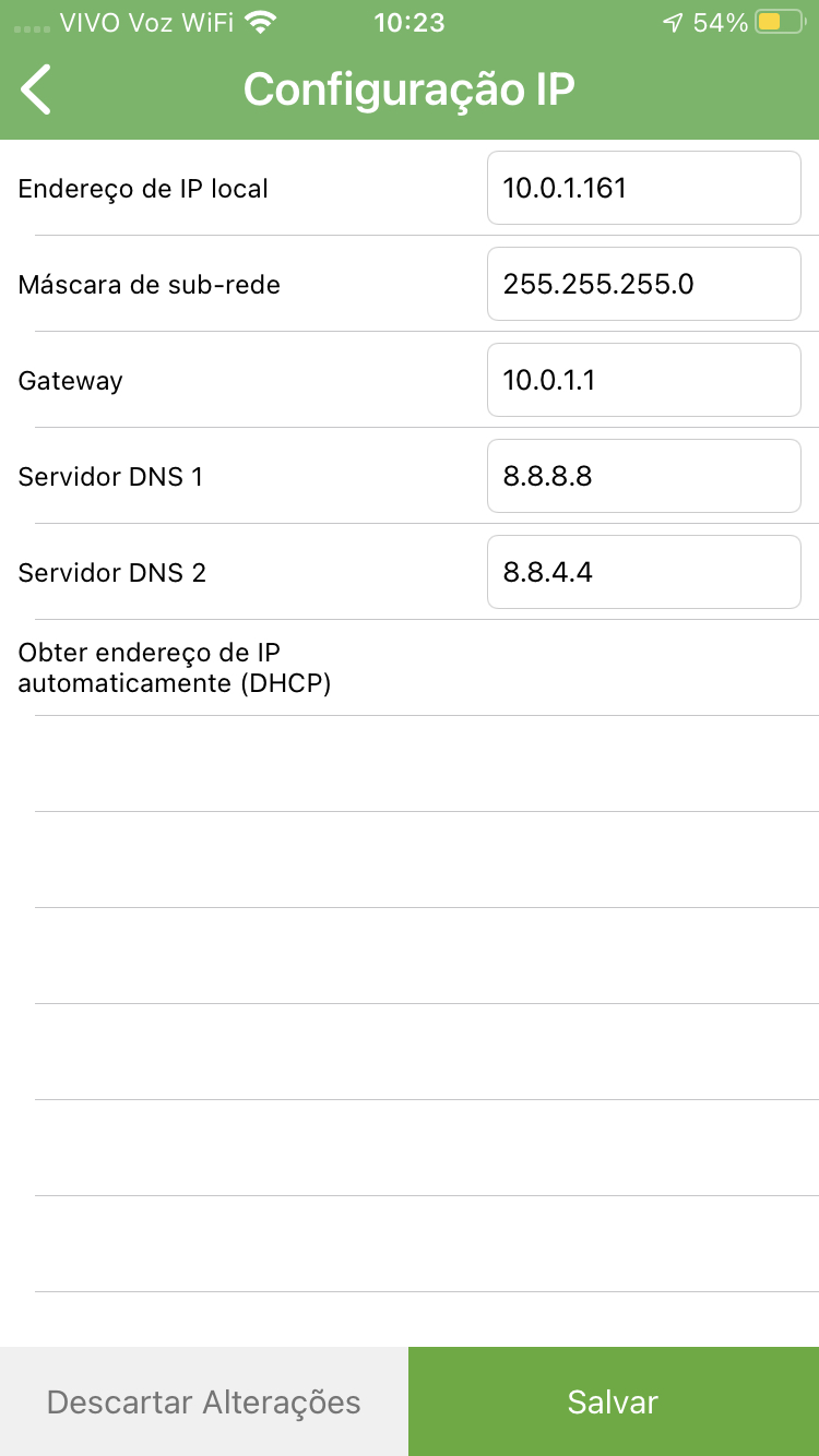 A central está com IP fixo.