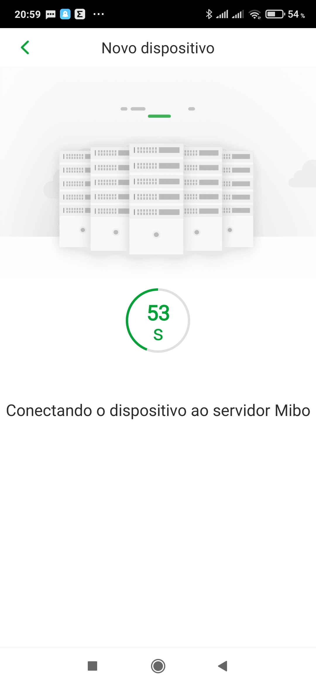 Mensagem de que está tentando conectar