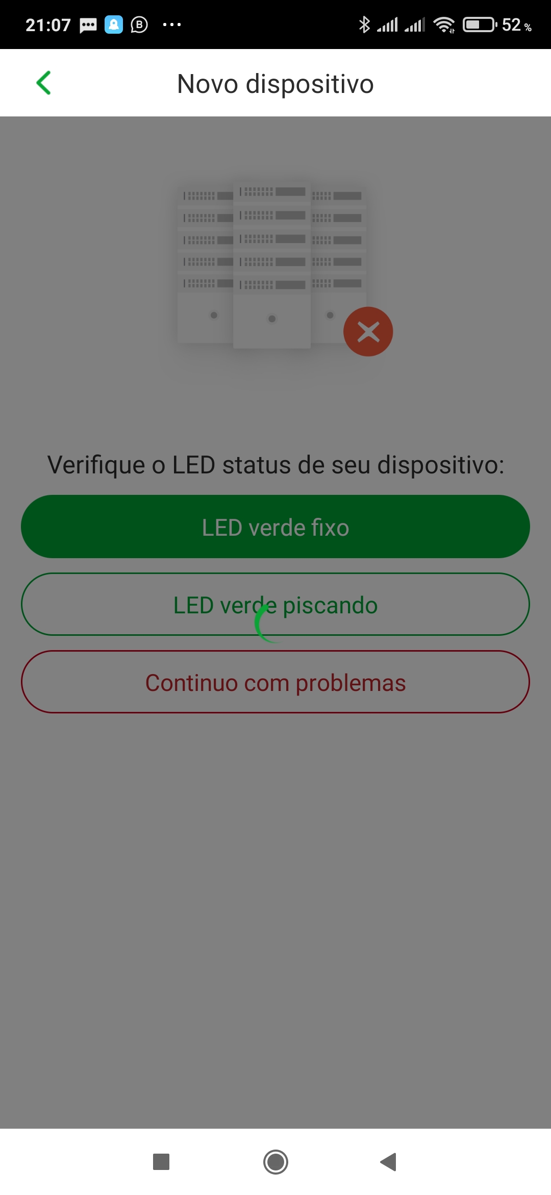 Mensagem após decorrido todo o tempo de.tentativa de conexão